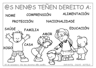NOME

COMPRENSIÓN

PROTECCIÓN
SAÚDE

XOGO

FAMILIA

CASA

ALIMENTACIÓN

NACIONALIDADE
EDUCACIÓN
AMOR

 