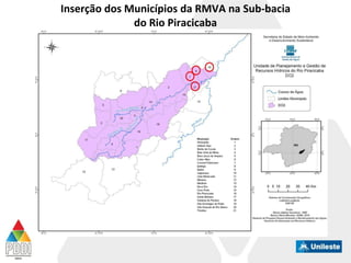Inserção dos Municípios da RMVA na Sub-bacia
do Rio Piracicaba
 