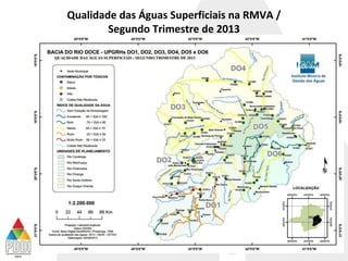 Qualidade das Águas Superficiais na RMVA /
Segundo Trimestre de 2013
 