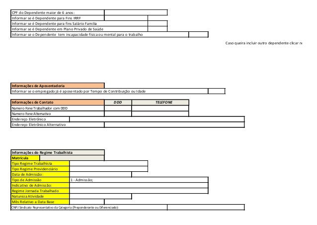 Dados para admissao versao 2.4 e social evento s-2200