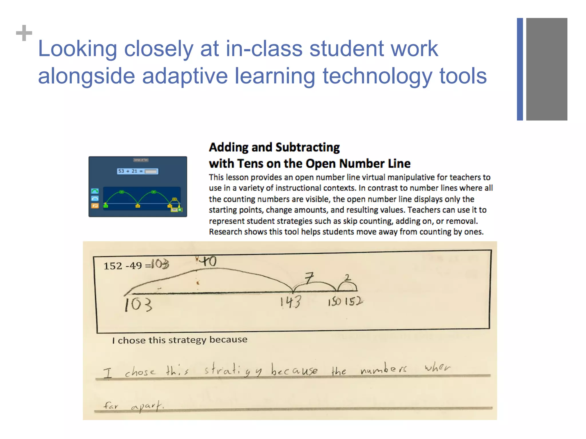 +Looking closely at in-class student work
alongside adaptive learning technology tools
 