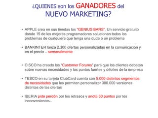 ¿QUIENES son los GANADORES del NUEVO MARKETING?APPLE crea en sus tiendas los “GENIUS BARS”. Un servicio gratuito donde 15 de los mejores programadores solucionan todos los problemas de cualquiera que tenga una duda o un problema