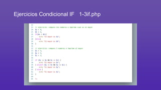 Ejercicios Condicional IF 1-3if.php
 