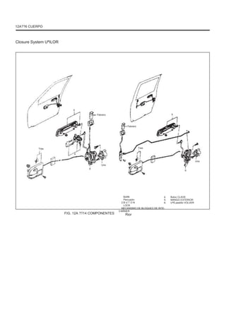 12A??6 CUERPO
Closure System UªILOR
5
Febrero 5
Febrero
Tres
4
Tres
Uno
Uno
6
6
FIG. 12A ??14 COMPONENTES
Bolth
Percusión
2.B U T O N
LOCK
MECANISMO DE BLOQUEO DE INTE-
3.MÂNER
Rior
1. 4.
5.
6.
Butuc CLAVE
MANGO EXTERIOR
UªÃ pestillo VOLVER
 