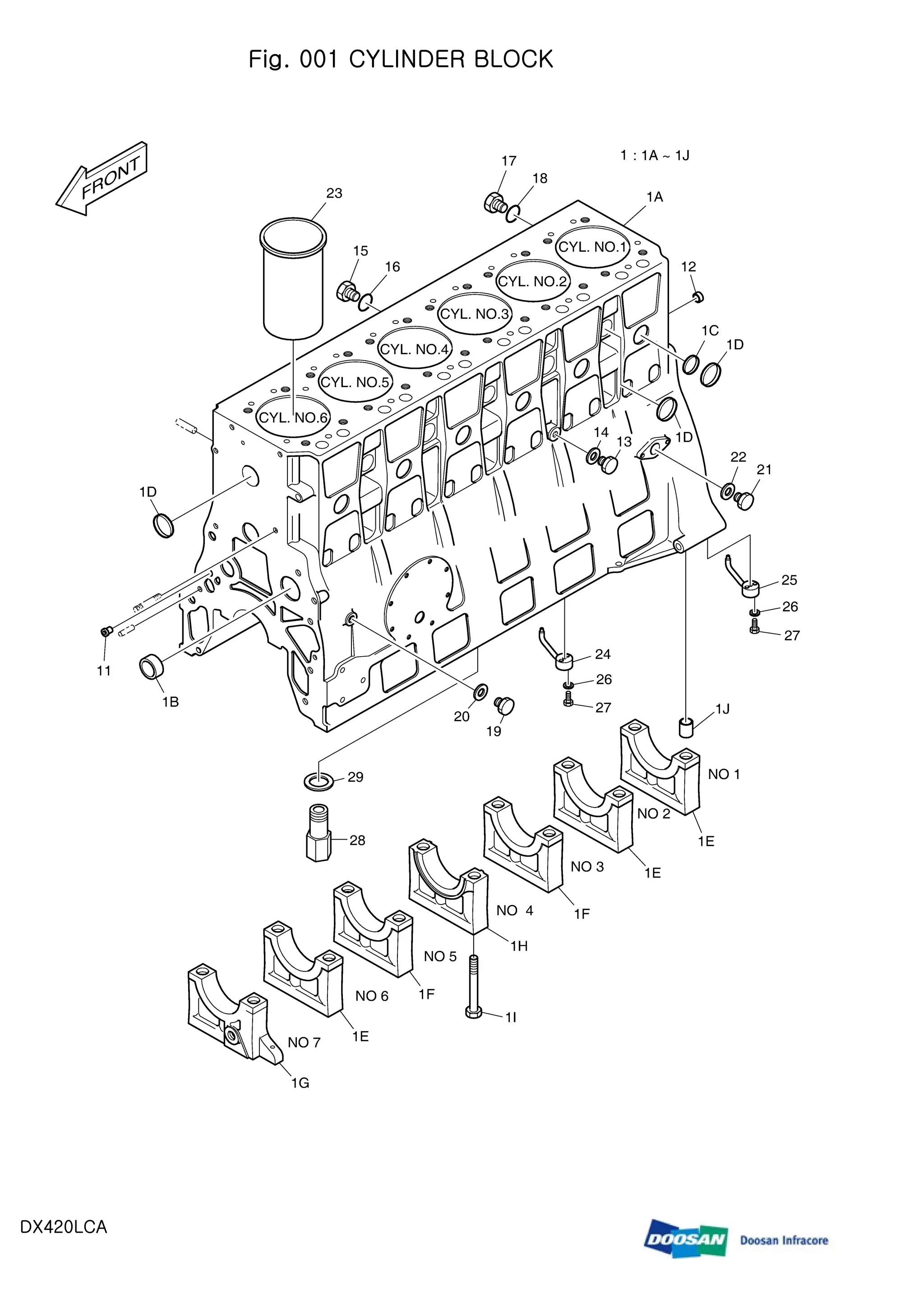 Daewoo doosan dx420 lca crawler excavator parts catalogue manual PDF
