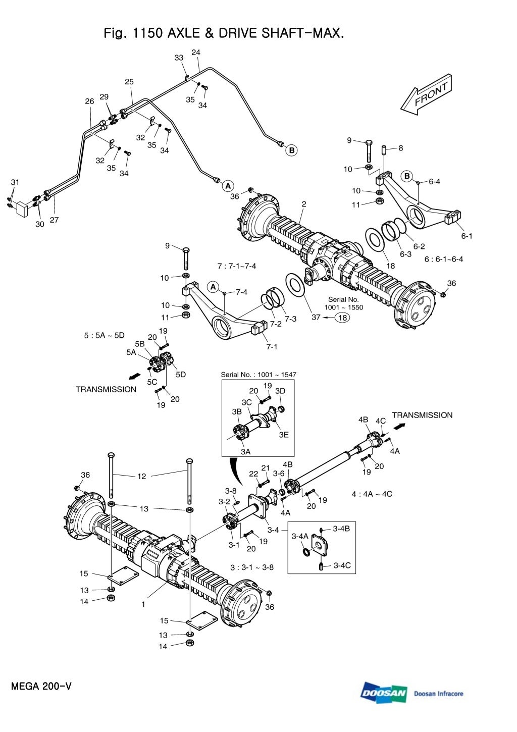 Daewoo doosan mega 200 v 200 v wheel loader parts catalogue manual