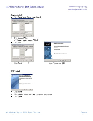 Windows Post Build Checklist SOP - 2013 Server Build | DOC