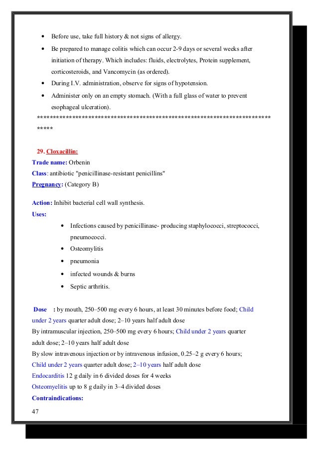 Cloxacillin Iv Dilution