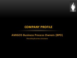 AMIGOS Business Process Owners (BPO)
Providing Business Solutions
COMPANY PROFILE
 
