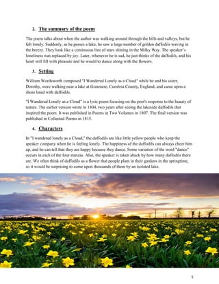 summary of the poem daffodils by wordsworth