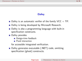 Programas y Pruebas en Dafny | PDF