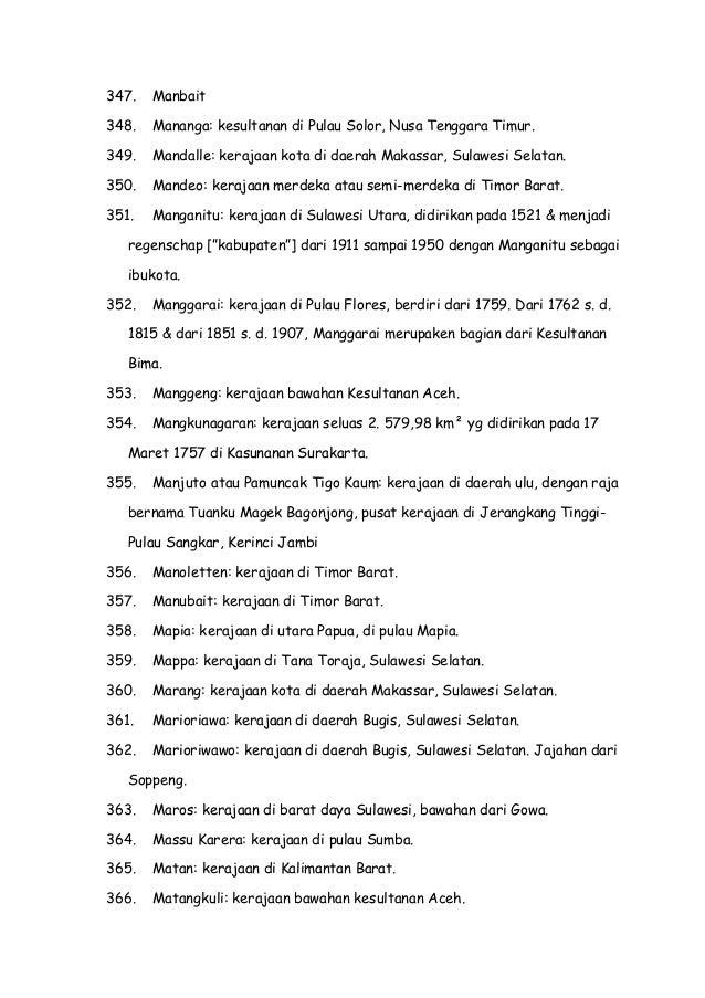 Daftar 782 kerajaan kerajaan di nusantara