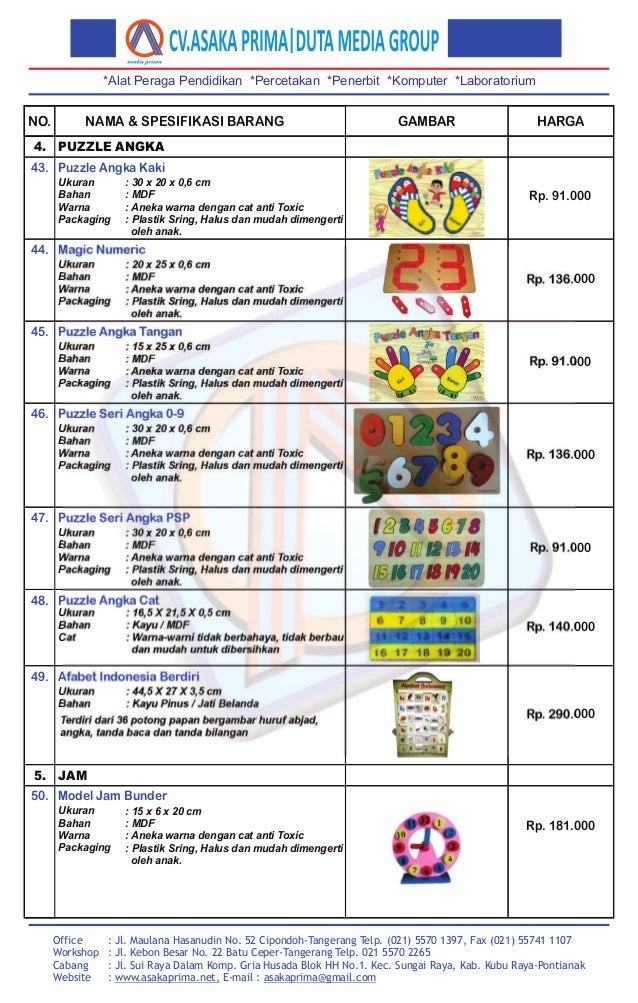 harga alat permainan edukatif daftar harga ape paud  2019 