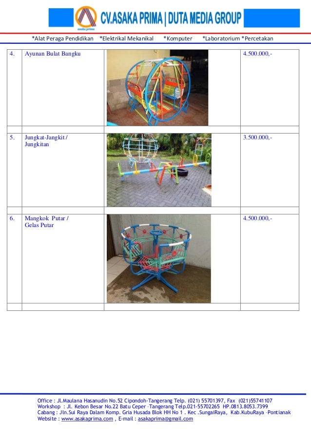 Daftar ape outdoor tk paud tahun 2015