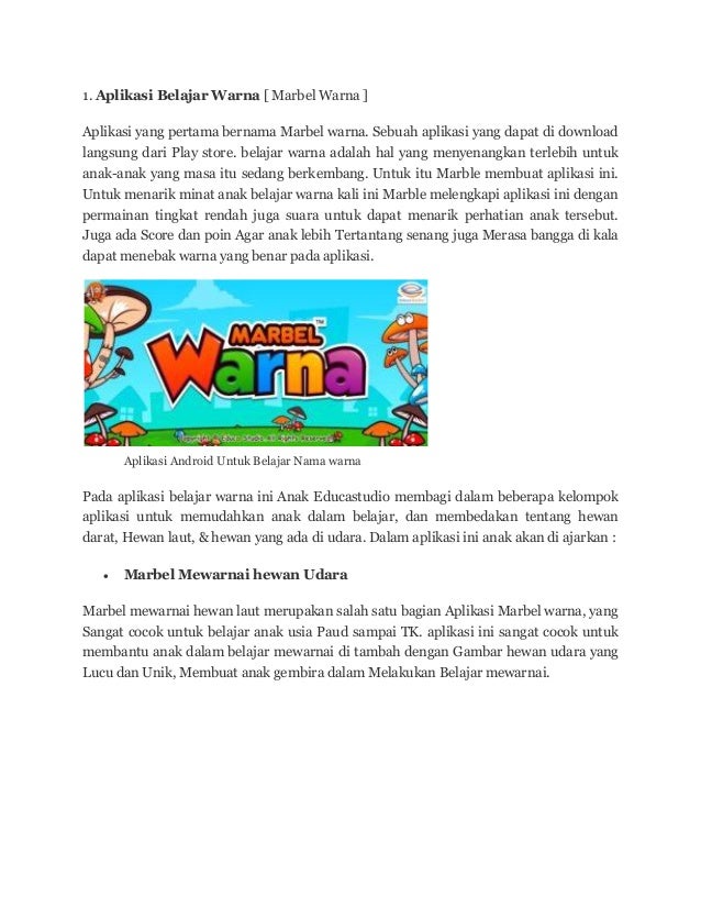 Daftar Aplikasi Android Untuk Anak