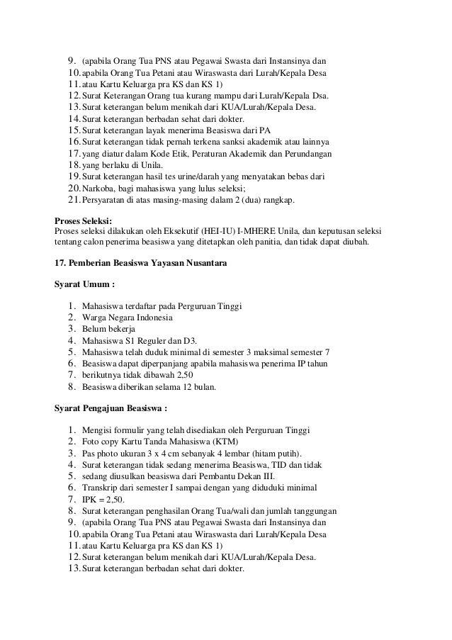 Daftar beasiswa unila ta 2016