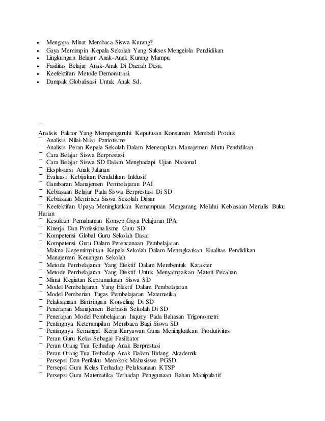Daftar contoh judul penelitian