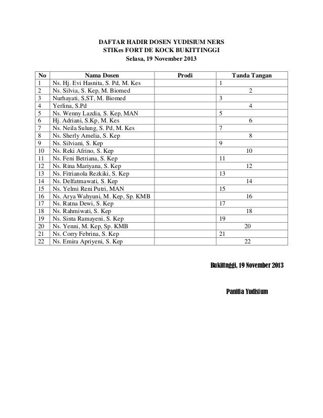 Contoh Format Daftar Hadir Dosen | daftar hadir dosen yudisium ners Contoh Format Daftar Hadir Dosen | daftar hadir dosen yudisium ners