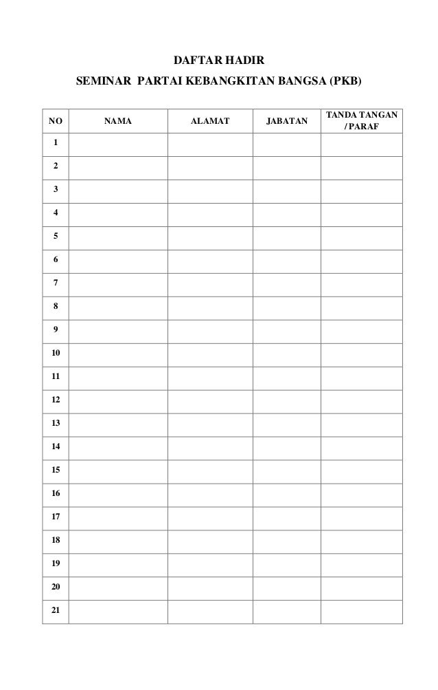 Daftar Hadir Partai
