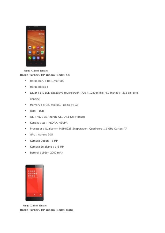 Daftar Harga dan Spesifikasi HP Xiaomi Bulan September 