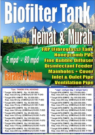 Daftar harga terbaru ipal bio seven tangki biofilter tank   limbah komersial & limbah domestik