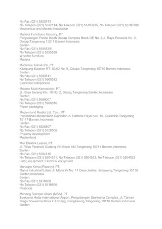 Modera Block Install daftar industri di kabupaten tangerang 2021 | DOCX