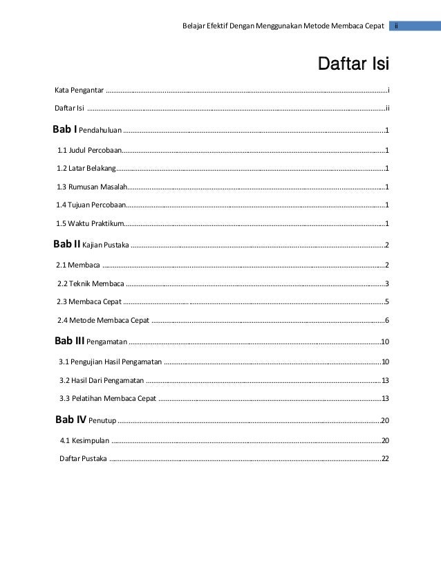 Daftar isi Karya Ilmiah B.Indonesia