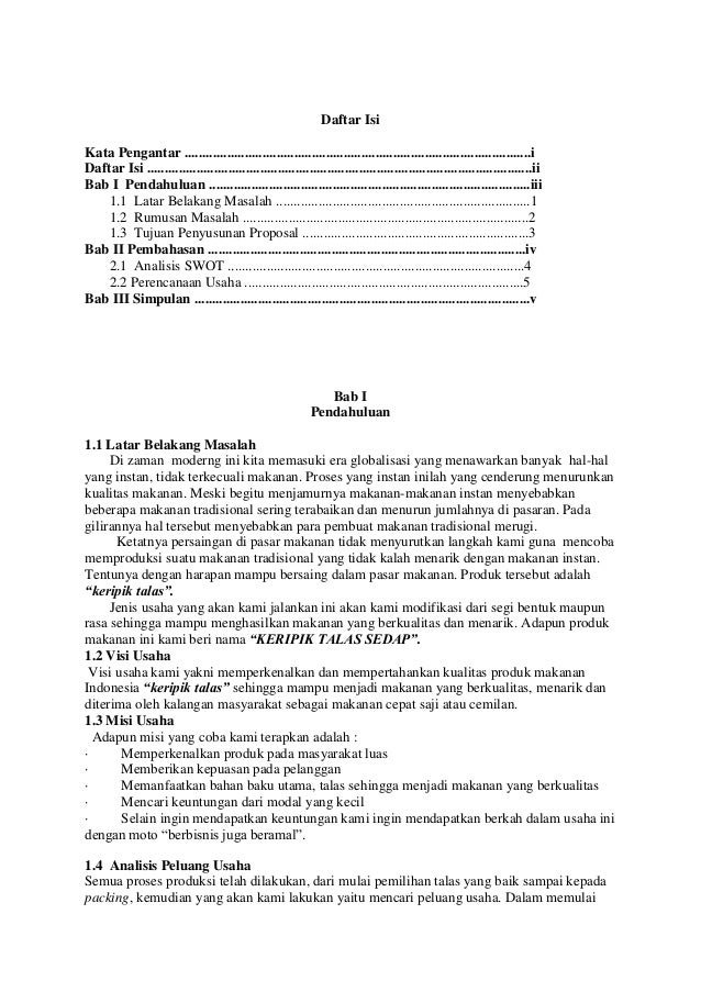 Contoh Proposal Usaha Gorengan Pdf - Simak Gambar Berikut