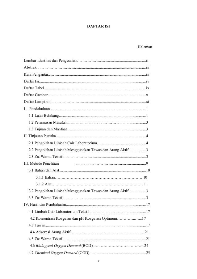 Daftar Isi Pengolahan Limbah