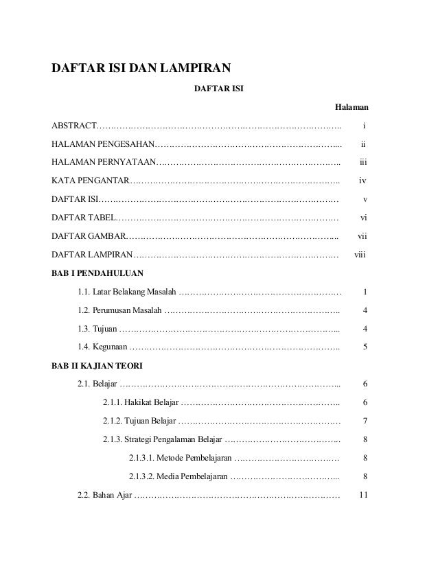 Contoh Daftar Lampiran Laporan Pkl Jurnal Siswa Riset