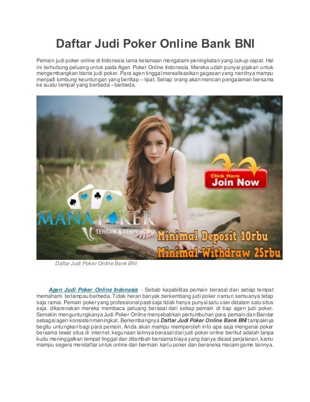 Daftar judi poker online bank bni