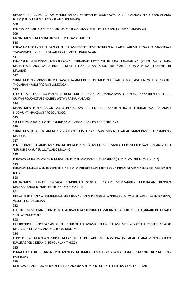 Daftar judul skripsi