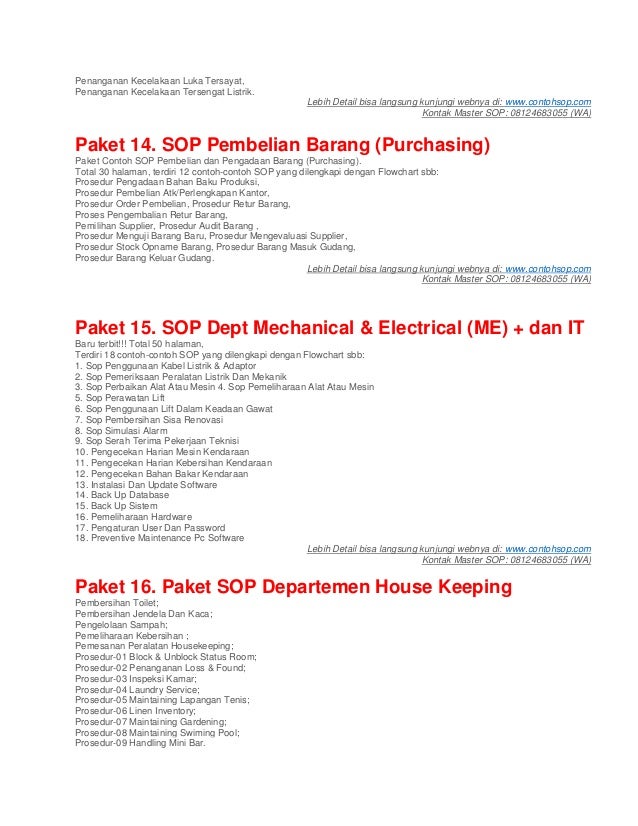 Daftar kumpulan contoh sop perusahaan