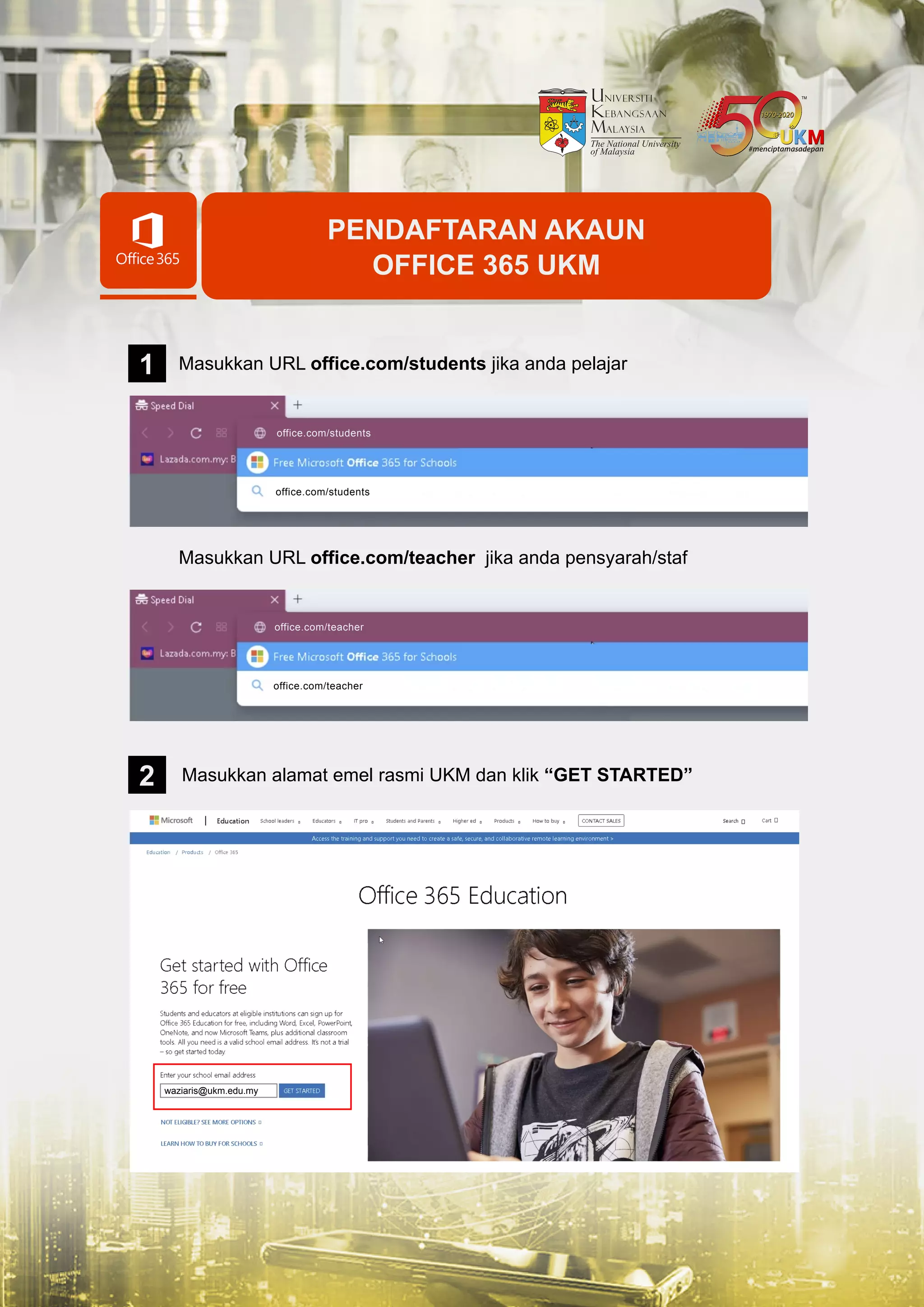 Cara pendaftaran Microsoft Office 365 untuk Warga UKM PDF