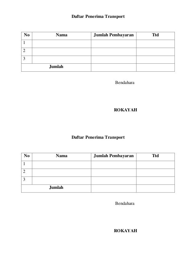 Daftar penerima transport