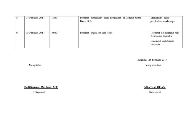 Daftar Perjalanan Dinas Mita Dewi O