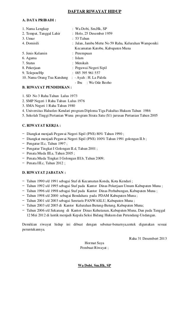 Daftar Riwayat Hidup