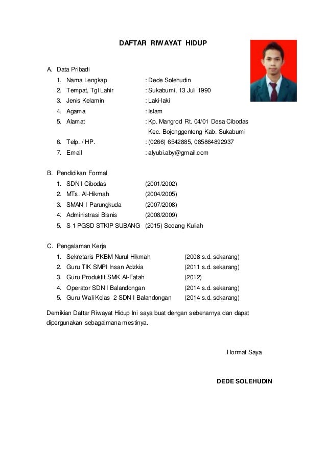 Daftar Riwayat Hidup