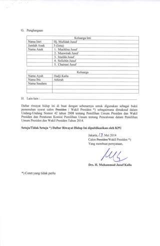 Daftar riwayat hidup Jusuf Kalla