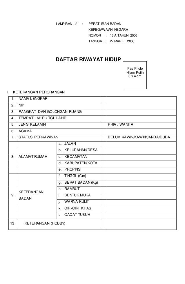 Daftar riwayat hidup pns