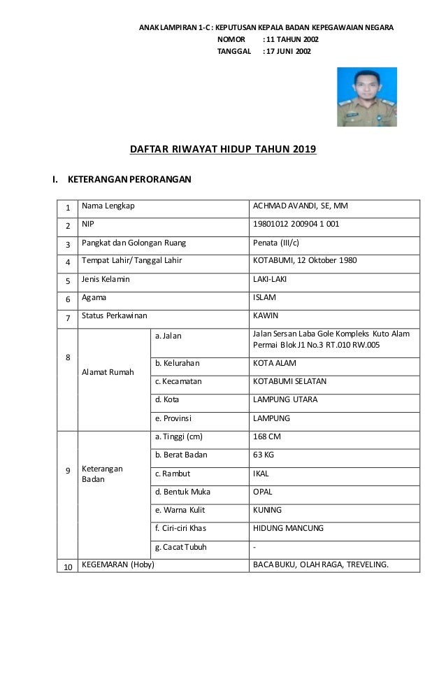 File Daftar Riwayat Hidup Pns