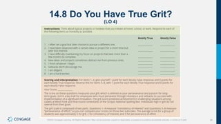 26
©2022 Cengage Learning. All Rights Reserved. May not be scanned, copied or duplicated, or posted to a publicly accessible website, in whole or in part.
14.8 Do You Have True Grit?
(LO 4)
 