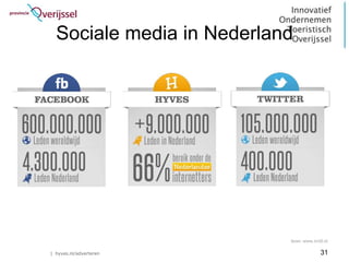Sociale media in Nederland




                           bron: www.in10.nl

| hyves.nl/adverteren                   31
 