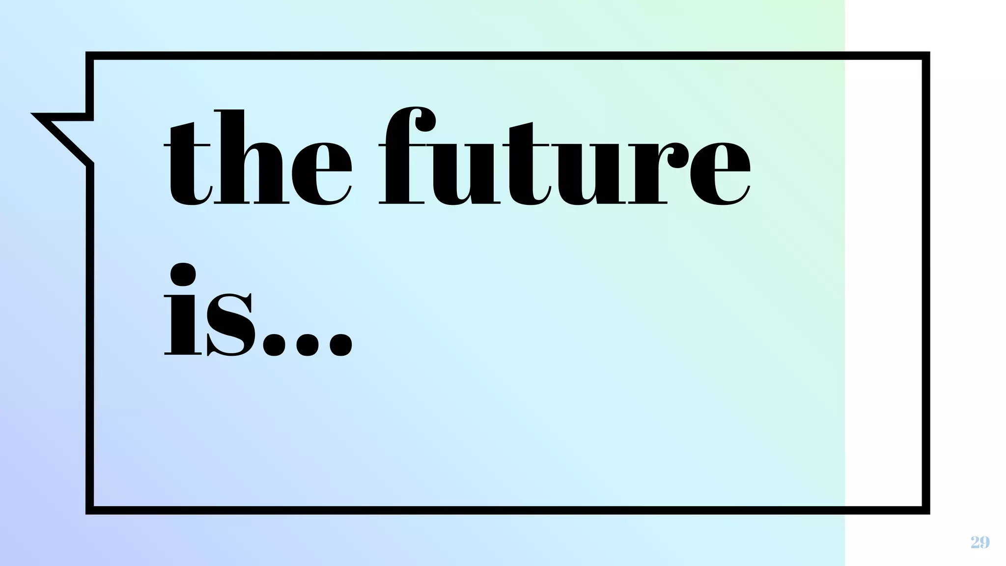 the future
is...
29
 