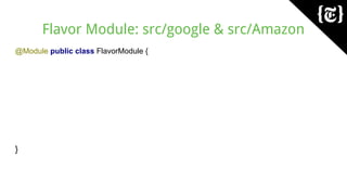 Flavor Module: src/google & src/Amazon
@Module public class FlavorModule {
}
 