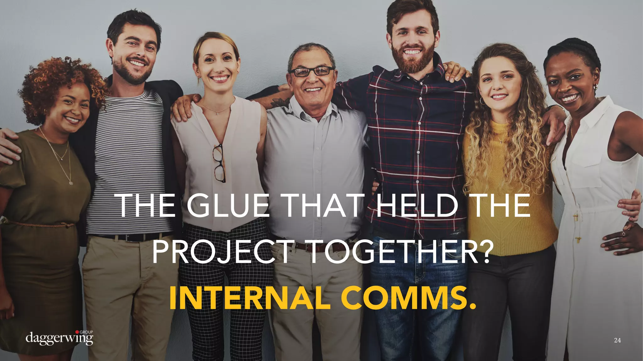 24
THE GLUE THAT HELD THE
PROJECT TOGETHER?
INTERNAL COMMS.
24
 