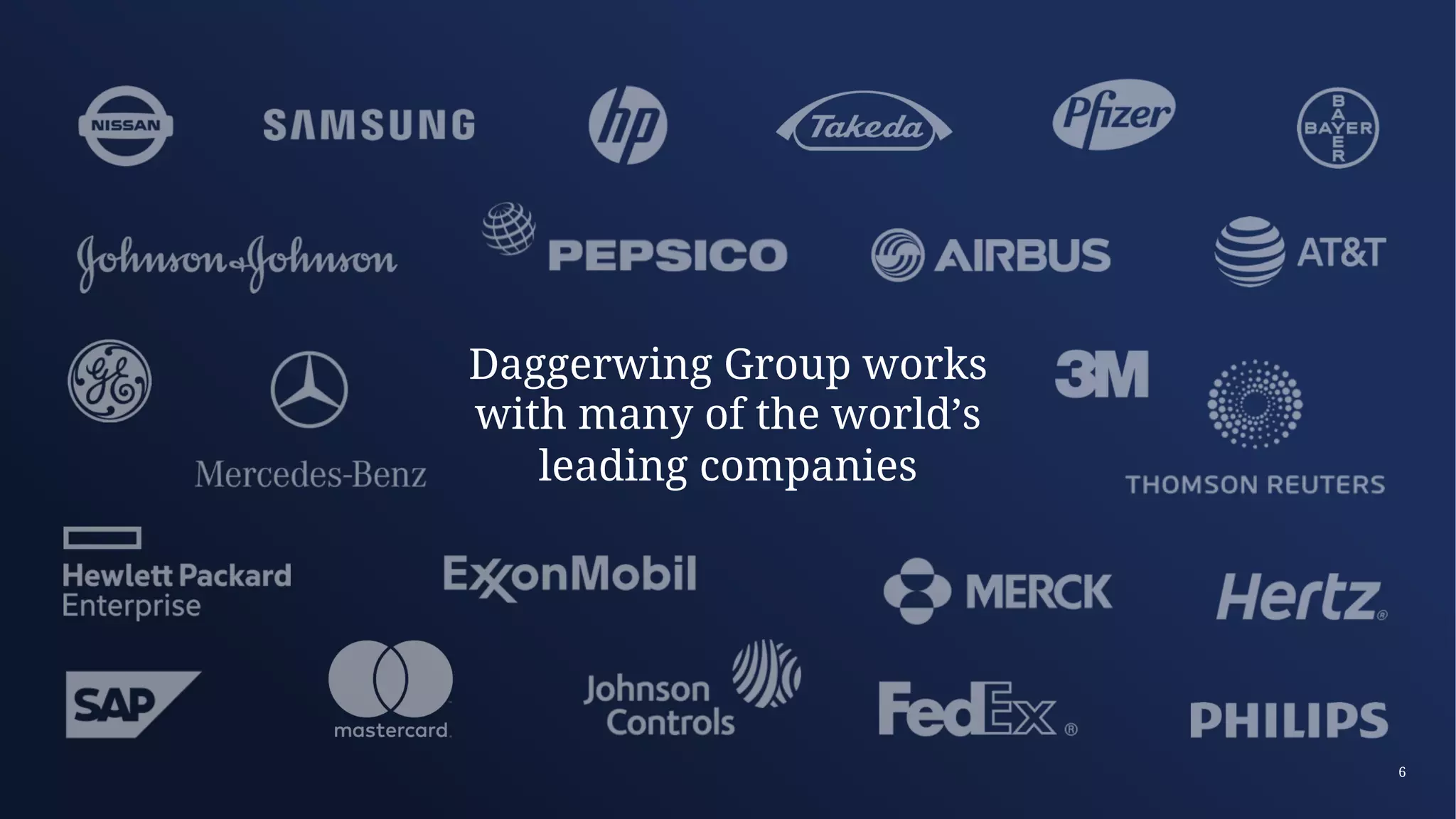 66
Daggerwing Group works
with many of the world’s
leading companies
 