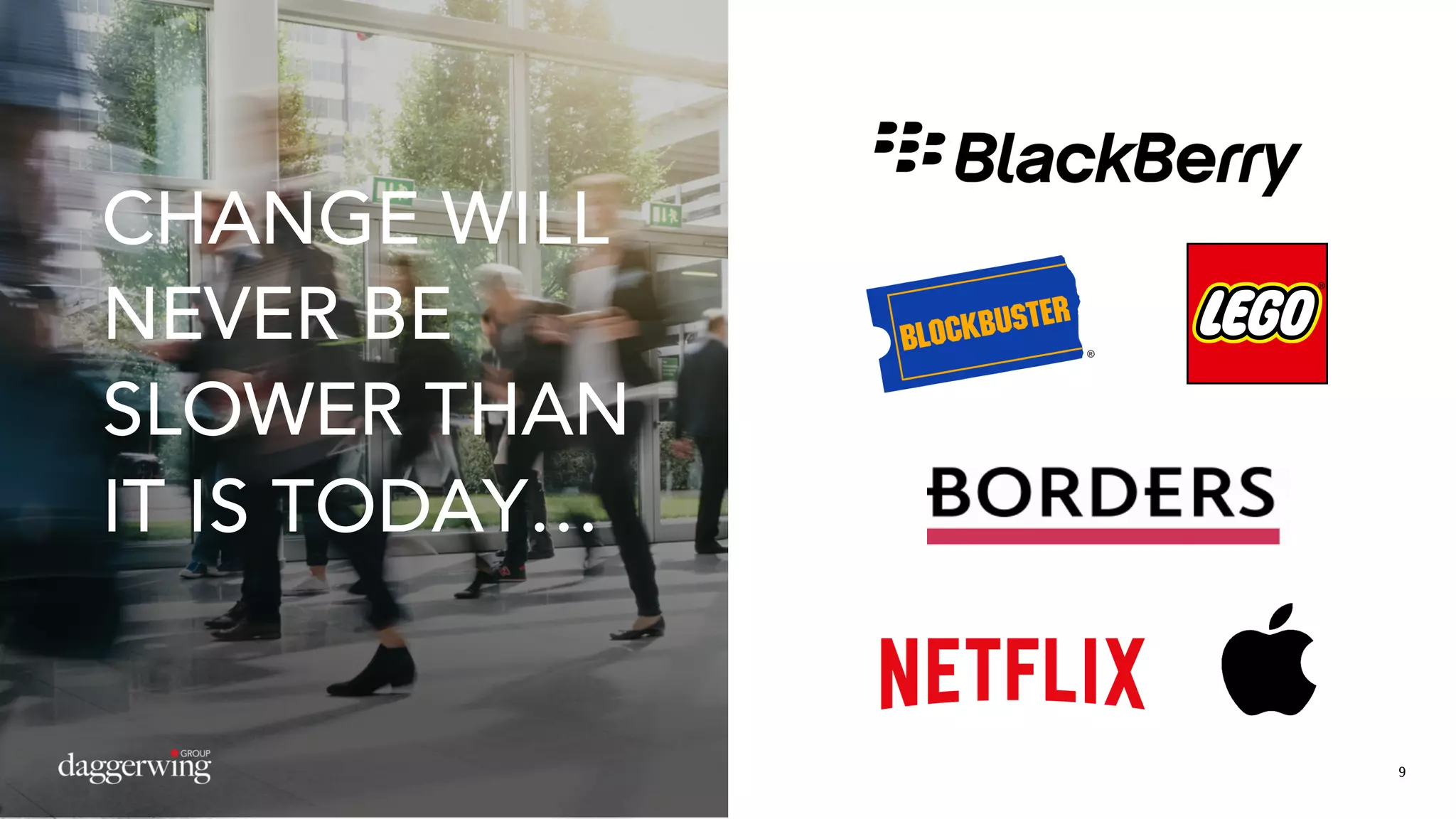 9
CHANGE WILL
NEVER BE
SLOWER THAN
IT IS TODAY…
 