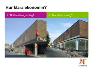 Hur klara ekonomin?
 Bottenvåningsbolag?    Blandstadsbolag?
 