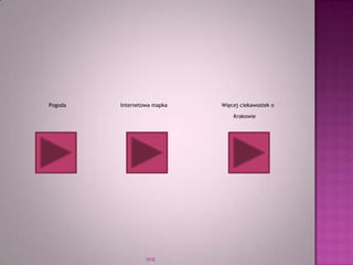 WSB
Pogoda Internetowa mapka Więcej ciekawostek o
Krakowie
 